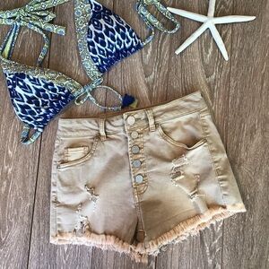 𝅺high rise button fly cut off shorts